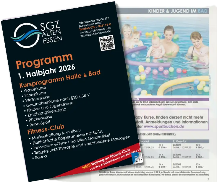 Aktuelles SGZ Altenessen Programm, Kursprogramm Halle und Bad.